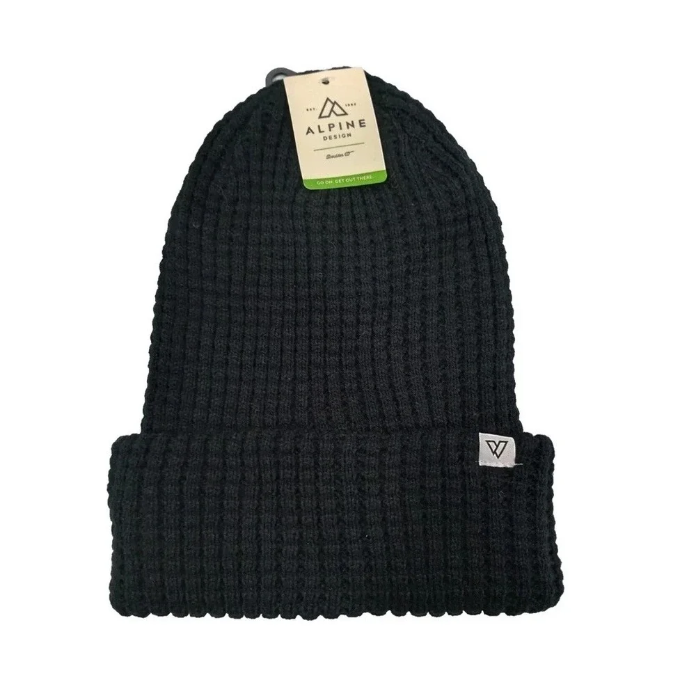 Alpine Design‎ Women's Slouchy Waffle Beanie, Black, One Size